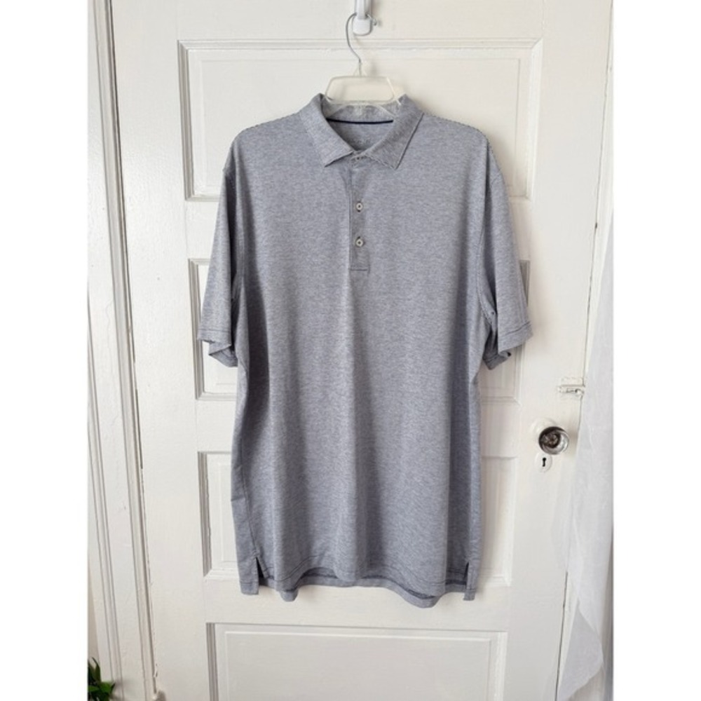 Johnnie-O Performance Polo Shirt Heather Gray Twilight Lyndon Stripe Golf XL